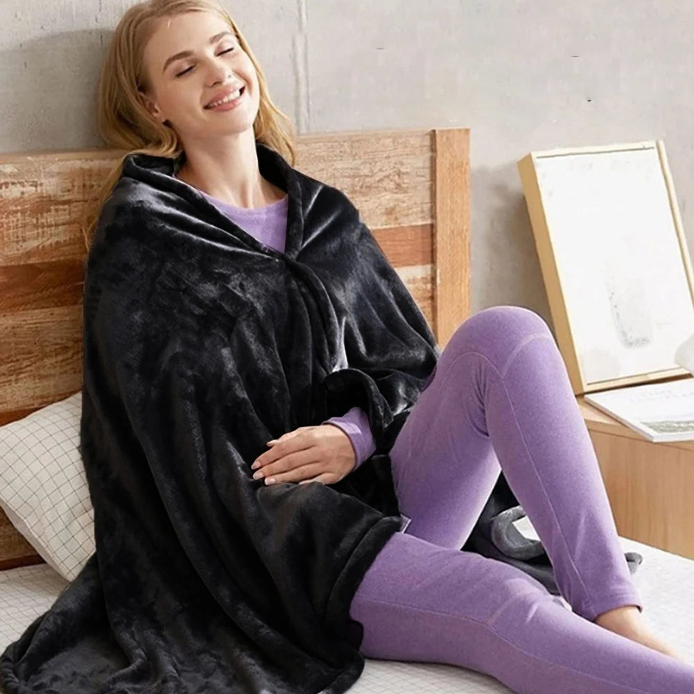 USB Electric Heating Blanket 3 Heating Level Wearable Heated Poncho Throw Blanket 9 Heated Areas Body Warmer Blanket or Office