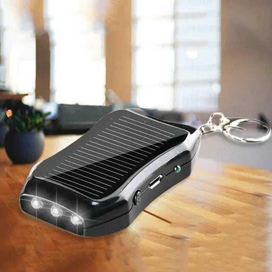 Keychain Cell Phone Backup Power Bank Universal Solar 950mAH Pocket Chargers with 3 LED Light Charging Equipment for Most Device