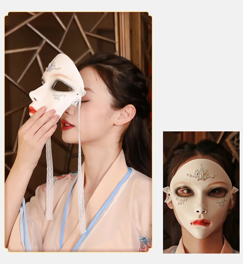 Purilite Select Chinese Style Princess Resin Mask with Diamond Detail Elegant Masquerade & Performance Wear