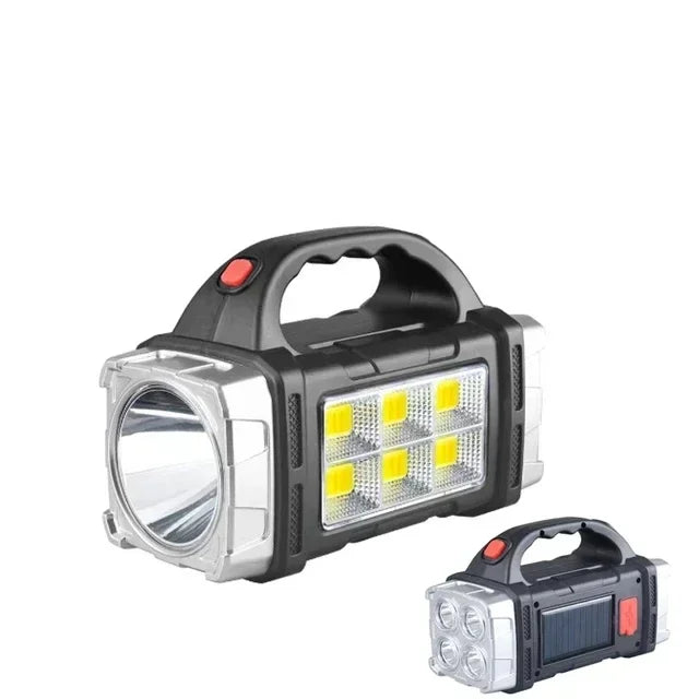 Purilite Select 2024 LED + Solar Rechargeable COB Flashlight – Powerful 15W Searchlight, Portable Power Bank Torch for Outdoor & Camping