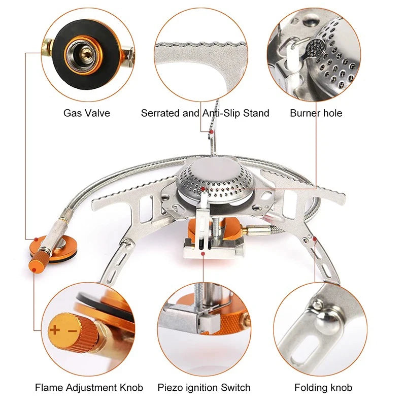 Purilite Select Portable Folding Camping Gas Stove 3500W Outdoor Backpacking Cooking Stove with Ignition for Hiking, Camping & Picnic
