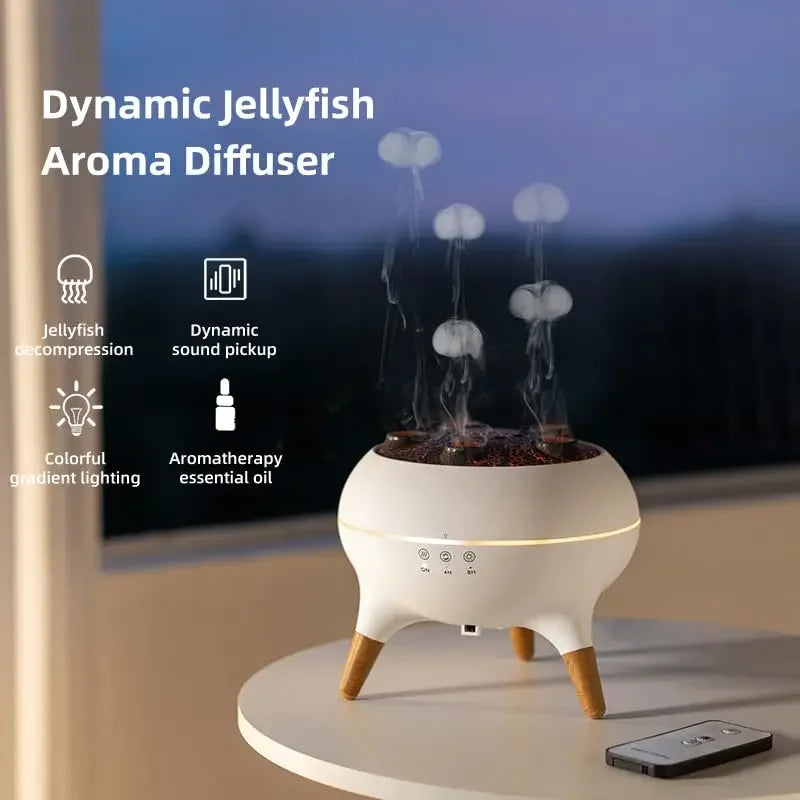 Purilite Select Dynamic Jellyfish Air Humidifier – 250ml Ultrasonic Aroma Humidifier – Remote Control Bedroom Humidifier with 7 Color Night Lights