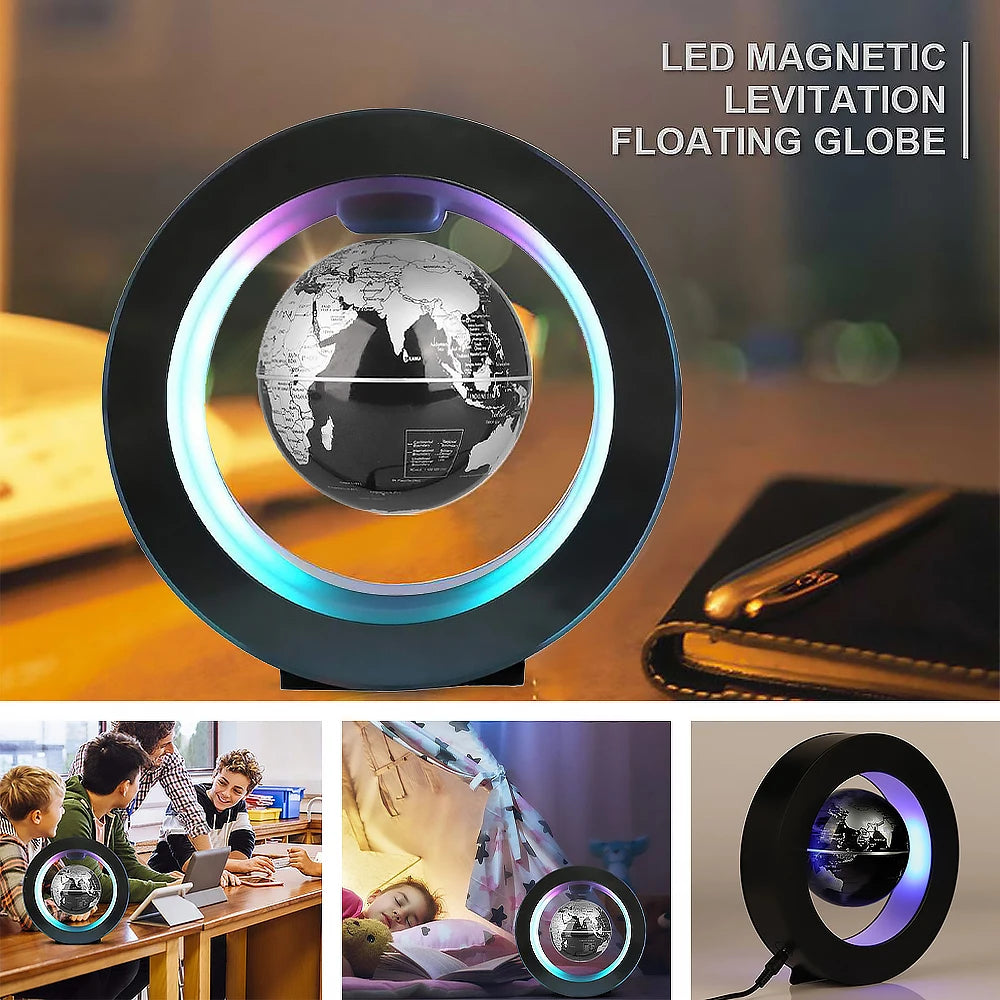 Purilite Select Floating Globe LED Lamp – Magnetic Suspension Rotating Levitating Globe Lamp – Multicolor Anti-Gravity Rotating World Map – Floating Globe with LED Light - PuriLite