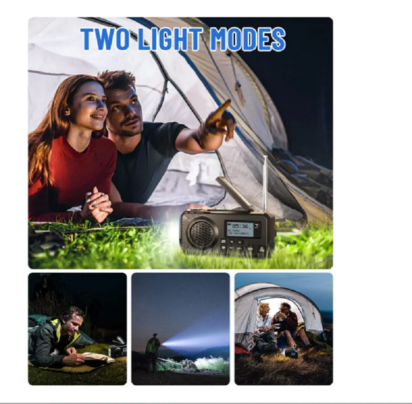 DAB+ Portable Hand Crank Radio Emergency Radio Solar  Emergency Radio with BT FM SOS Alarm 5000 mAh  Power Bank and reading lamp