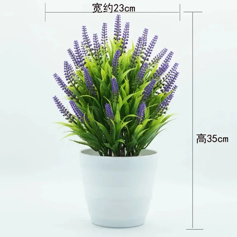 Purilite Select Artificial Lavender Potted Plant – Realistic Faux Lavender Bonsai for Home Office Desk Décor, Indoor Decorative Flower Arrangement - PuriLite
