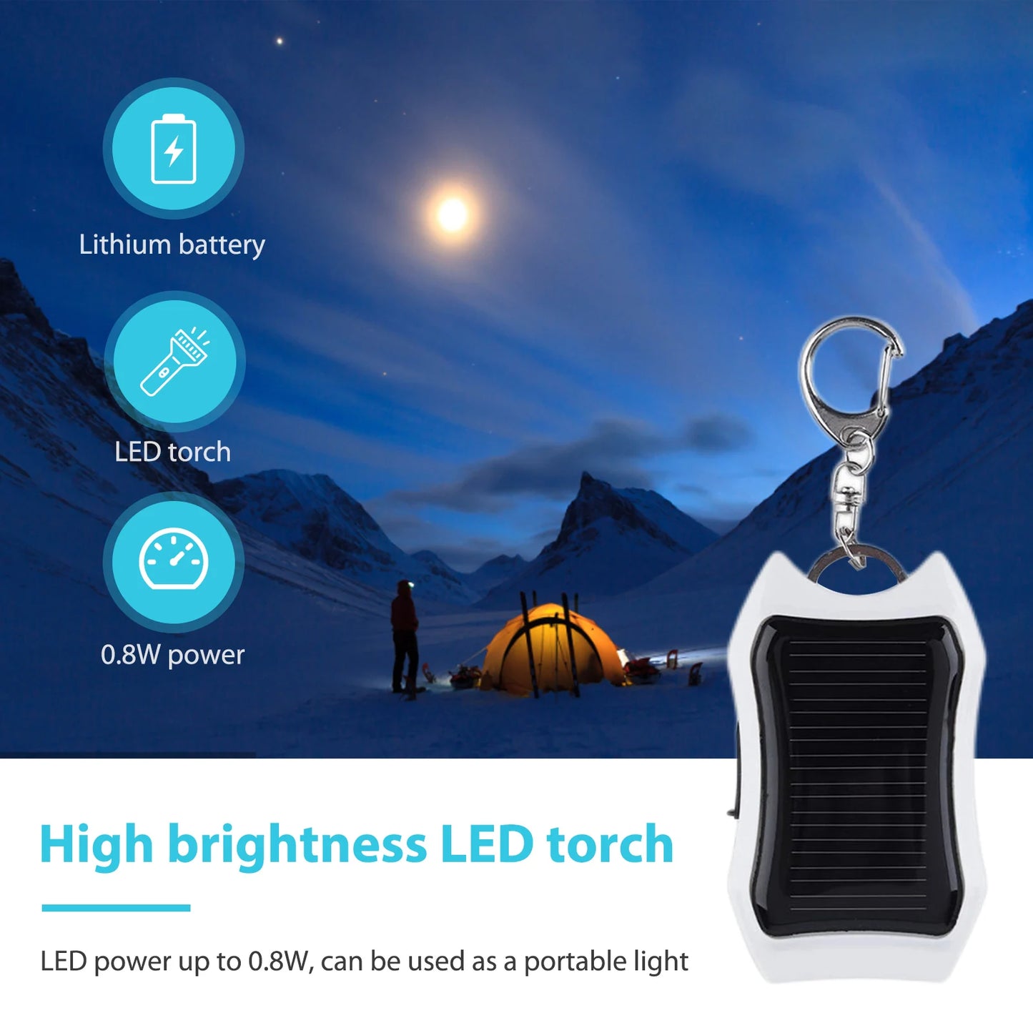 Keychain Cell Phone Backup Power Bank Universal Solar 950mAH Pocket Chargers with 3 LED Light Charging Equipment for Most Device
