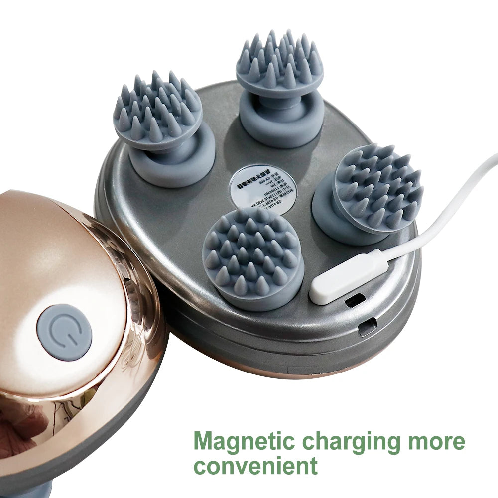 Scalp SPA Massager Mini Octopus Claw Hand Charging Multi-Function Kneading Vibration Massager Soft Silicone Head Body Massager