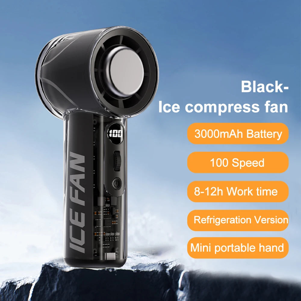 Purilite Select Turbos Chilled Ice Sensation Fan – 3000mAh Rechargeable Mini Cooling Fan with 100 Speeds