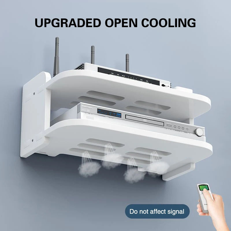 Purilite Select Multi-Layered Router Shelf – Easy Install WiFi Router Hanging Shelf – Multipurpose Floating Storage Rack – Wall Mounted Cable-Hiding Organizer - PuriLite