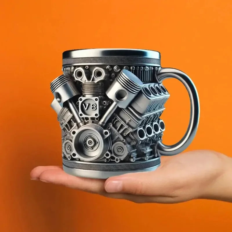 Purilite Select – Handmade V8 Engine-Themed Mug (Resin, Large Capacity, 301–400ml)