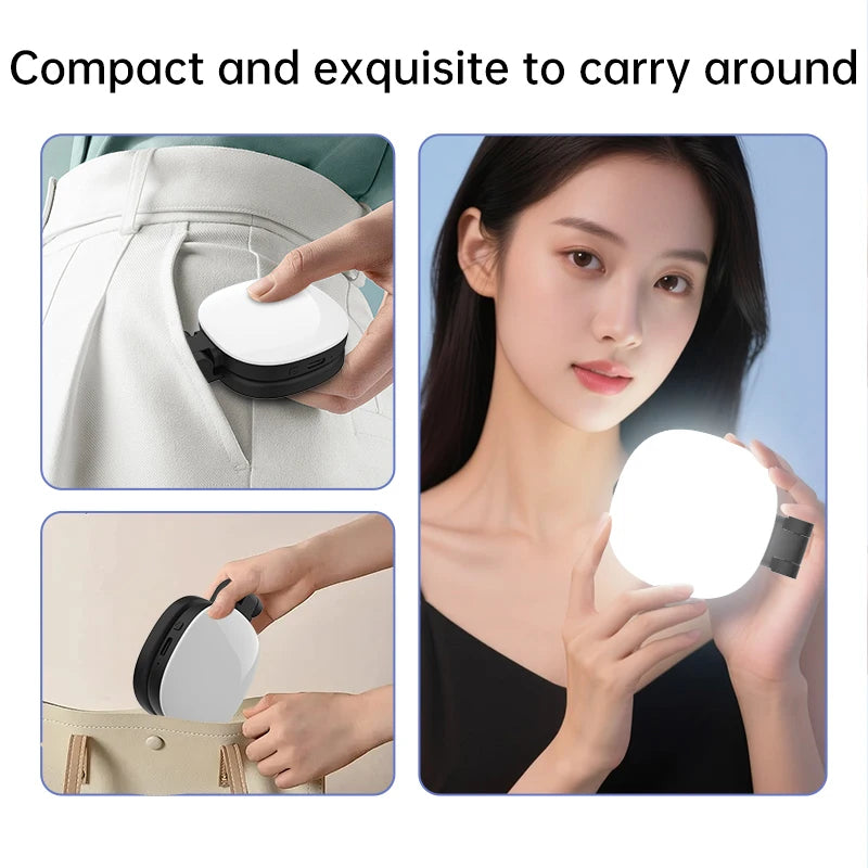 Purilite Select Magnetic Selfie Mirror with Adjustable Dual-Color Fill Light – Portable Reversible Mini LED Light for Mobile Photography and Video Recording - PuriLite