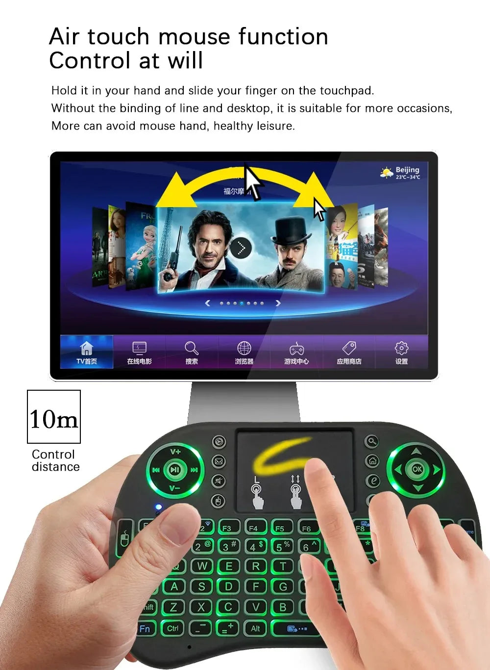 Purilite Select – I8 Mini Wireless Backlit Keyboard with Touchpad Mouse