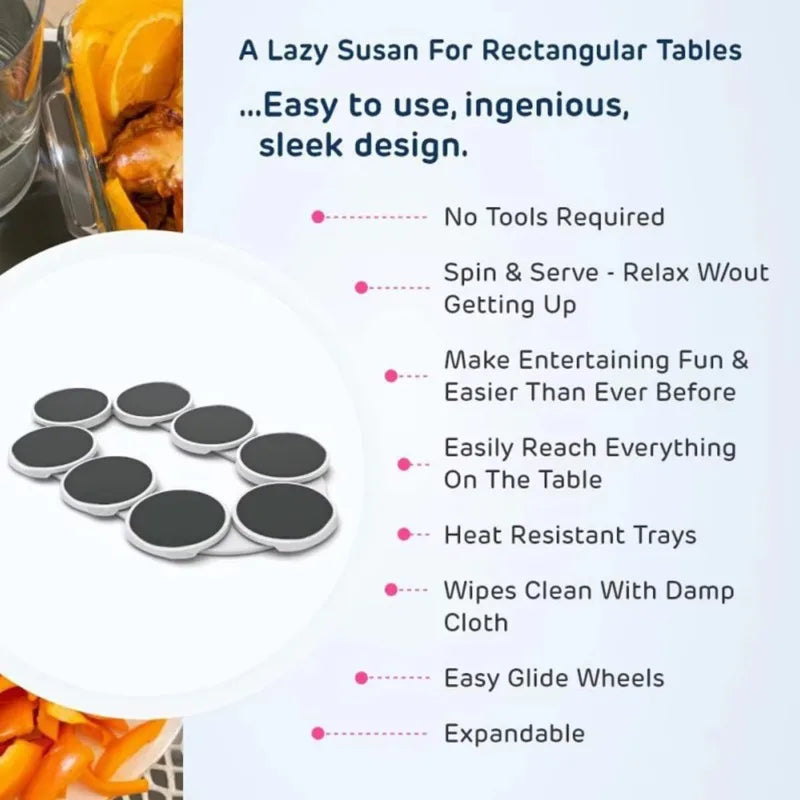 Purilite Select | Multifunctional Oval Food Turntable | Portable Dining Table | Rotating Dining Tray | Train Tableware | Serving Food - PuriLite