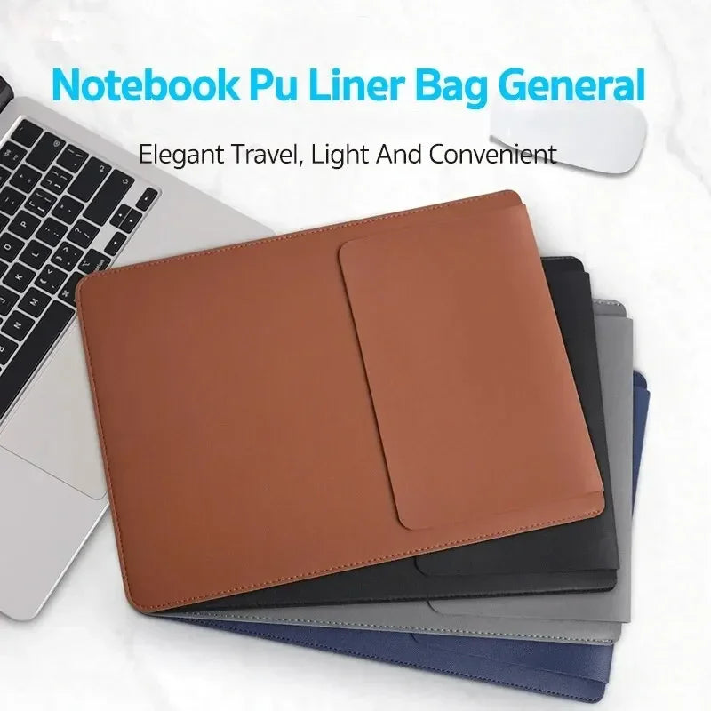 Purilite Select PU Leather Laptop Sleeve (No Zipper, Dual-Purpose)