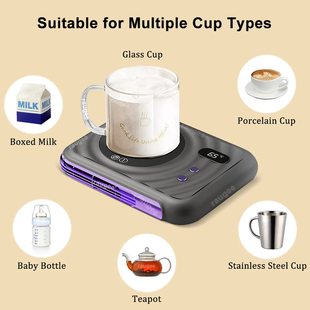 Purilite Select 2-in-1 Electric Cup Warmer with Temperature Display – Fast Heating for Coffee, Tea, Milk & More