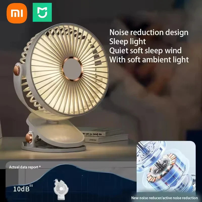 Xiaomi 8000mAh Clip Electric Fan 5 Speed Quiet Rechargeable Desktop Portable Air Circulator Wireless Fan With LED Light Camping