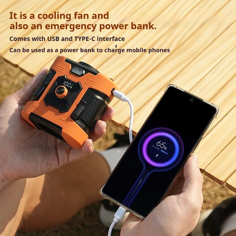 Purilite Select New Portable High-Speed Waist-Mounted Fan for Outdoor Sports & Camping - USB-Rechargeable with Power Bank Function, 8000Amh