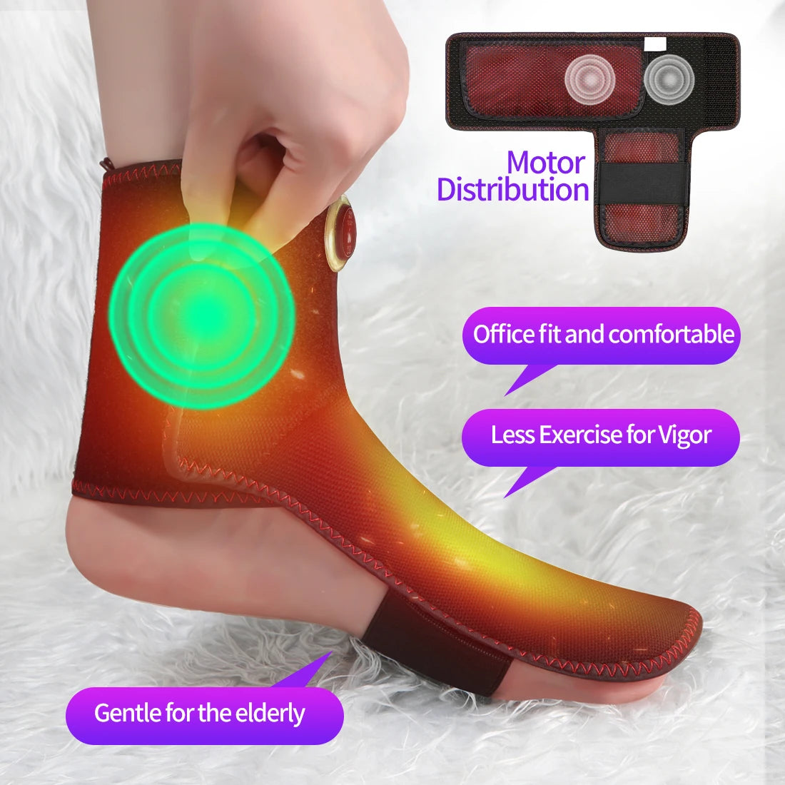 Heated Ankle Support Sports Ankle Sprain Stabilizer Relieves Ankle Pain 3 Heating Modes Foot Massager Great Gift for Elderly