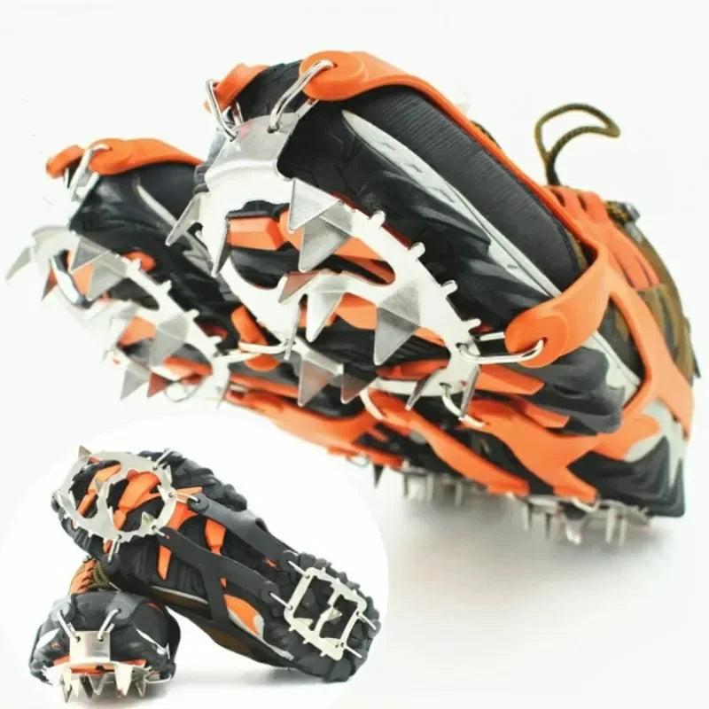 Purilite Select Ice & Snow Climbing Crampons – 18-Stud Anti-Skid Spike Grip – Steel Shoe Covers for Winter Hiking, Walking, Camping & Mountaineering - PuriLite