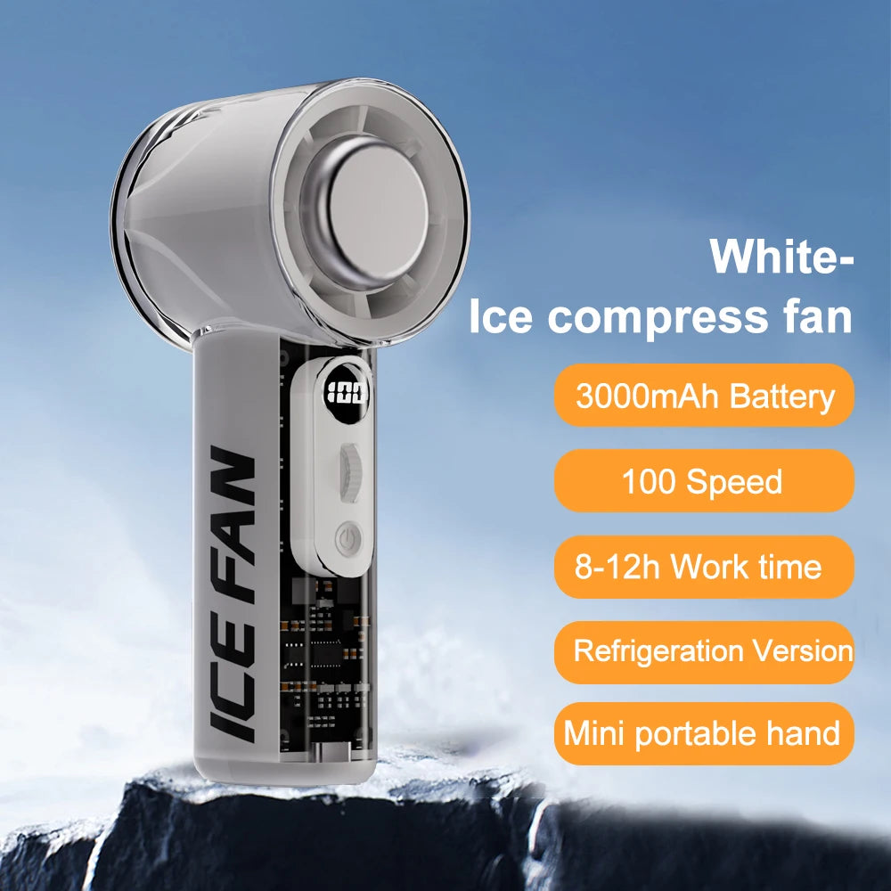 Purilite Select Turbos Chilled Ice Sensation Fan – 3000mAh Rechargeable Mini Cooling Fan with 100 Speeds