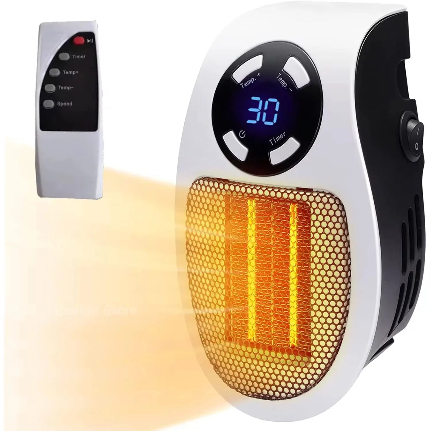 500W Portable Heater Electric Heater Plug in Wall Room Heater Home Appliance Heating Stove Mini Radiator Remote Warmer Machine