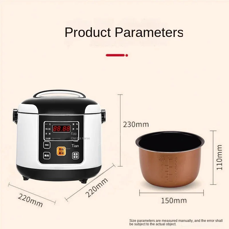 2L Electric Mini Rice Cooker MultiCooker Portable Car Rice Cooker 12V 24V Cooking Machine For Car and Truck English/Russica Menu - PuriLite
