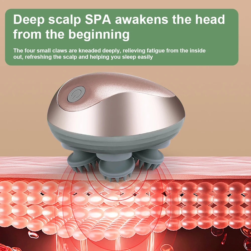 Electric Scalp Massager Silicone Head Scalp Kneading Vibration Device 6 Mode for Hair Growth Stress Relax Waterproof Massageador