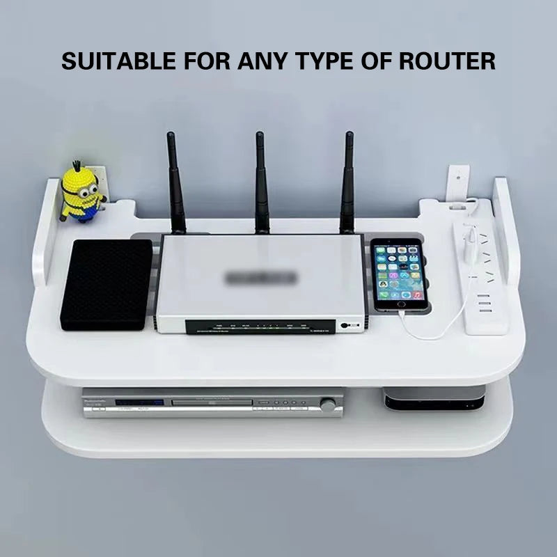 Purilite Select Multi-Layered Router Shelf – Easy Install WiFi Router Hanging Shelf – Multipurpose Floating Storage Rack – Wall Mounted Cable-Hiding Organizer - PuriLite