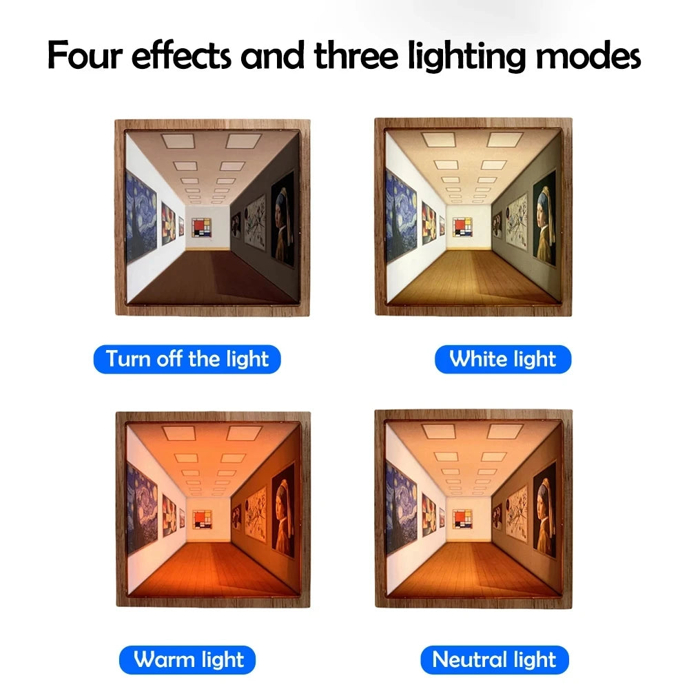 Purilite Select 3D Visual Naked Eye Night Light Wall Lamp 3 Colors Wall-Mounted Painting Light