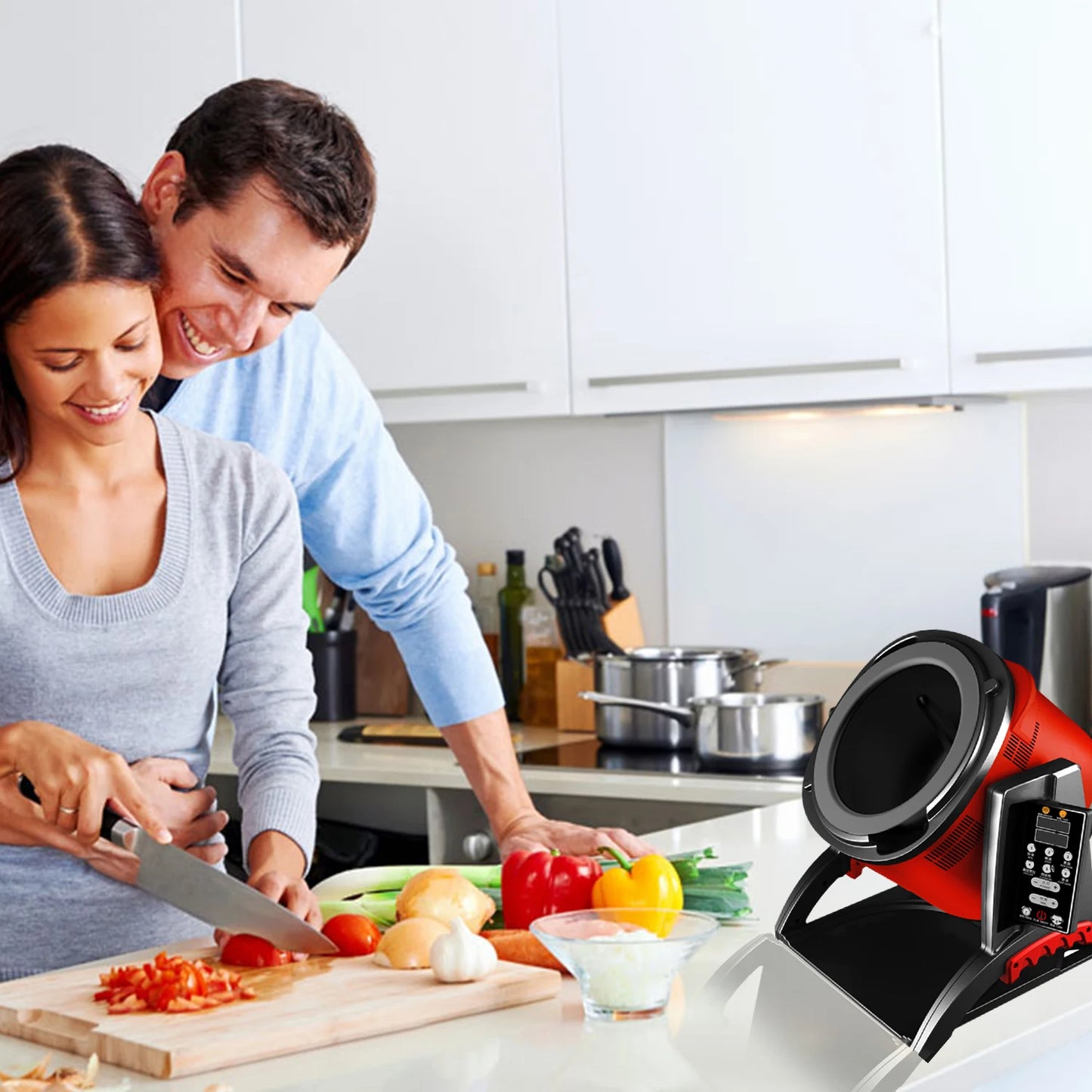 Purilite Select 6L Smart Cooking Robot Chef Automatic Stir-Fry Soup Pot 2200W Household Multi-Function Cooking Machine with Rotation Base - PuriLite