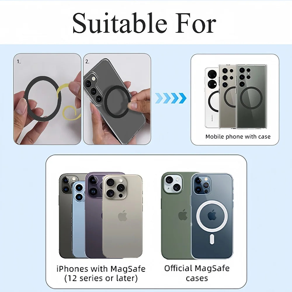 Purilite Select – Magnetic Phone Grip Stand with Mirror | 3-in-1 Pocket Socket for iPhone & Samsung | Phone Ring Holder & Stand