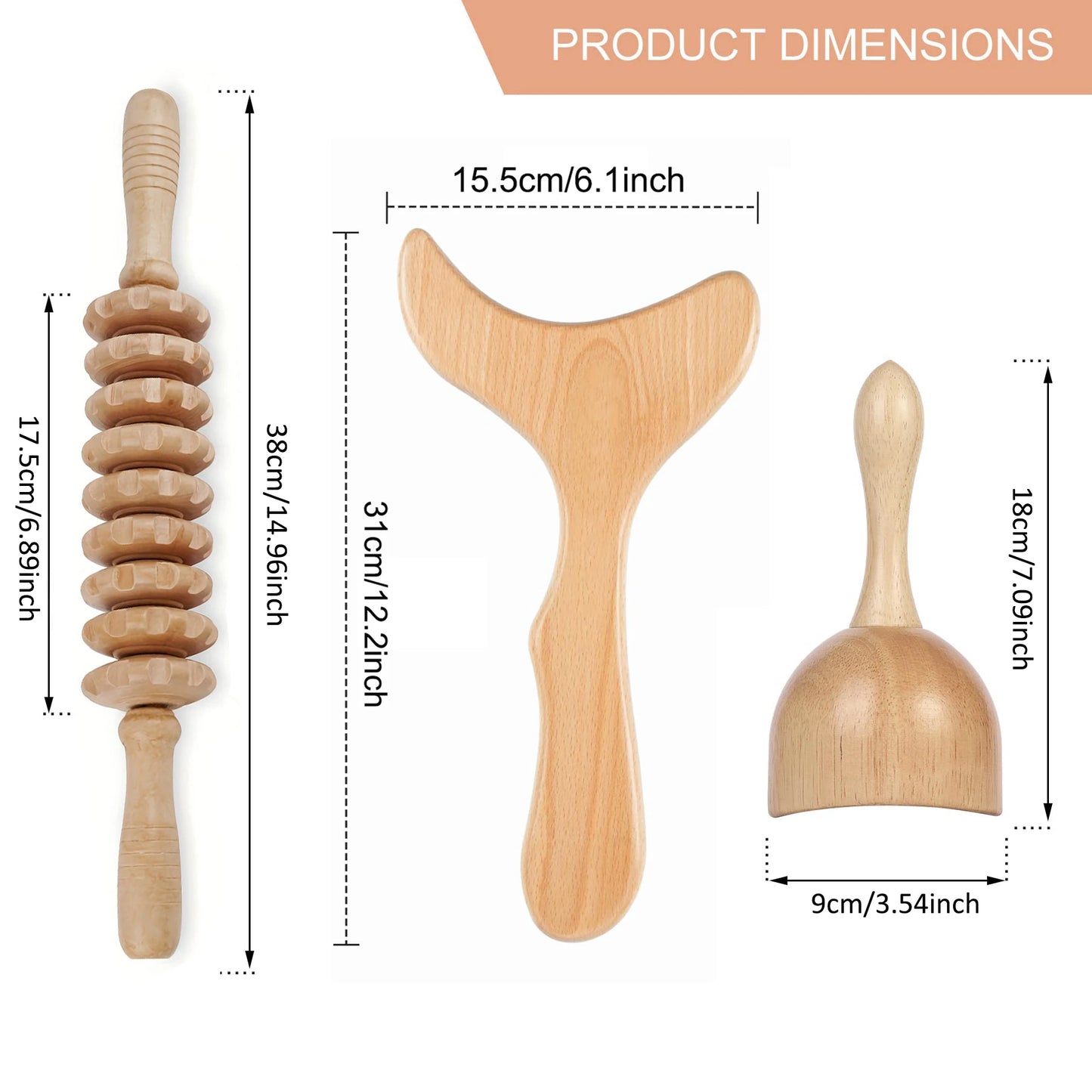 Purilite Select Wooden Massage Roller Tool Set
