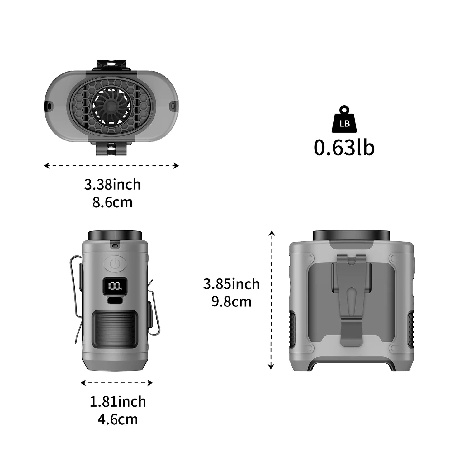 Purilite Select 20000mAh Outdoor Waist Fan – Neck & Waist Hanging Fan with Power Bank and LED Light