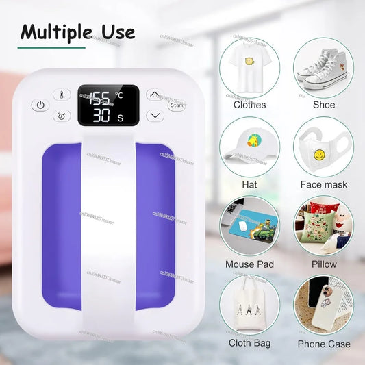 Pequeña máquina de prensado en caliente para transferencia de calefacción, mini prensa de calor portátil de fácil prensa de 7 × 4,8 pulgadas para bricolaje (azul) - PuriLite