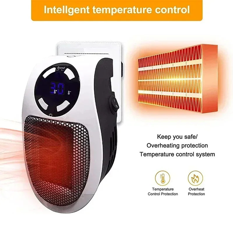 350W Portable Electric Heater with Remote Control, Wall Mounted Home Room Heater for Winter Indoor Heating Fast Warm heater