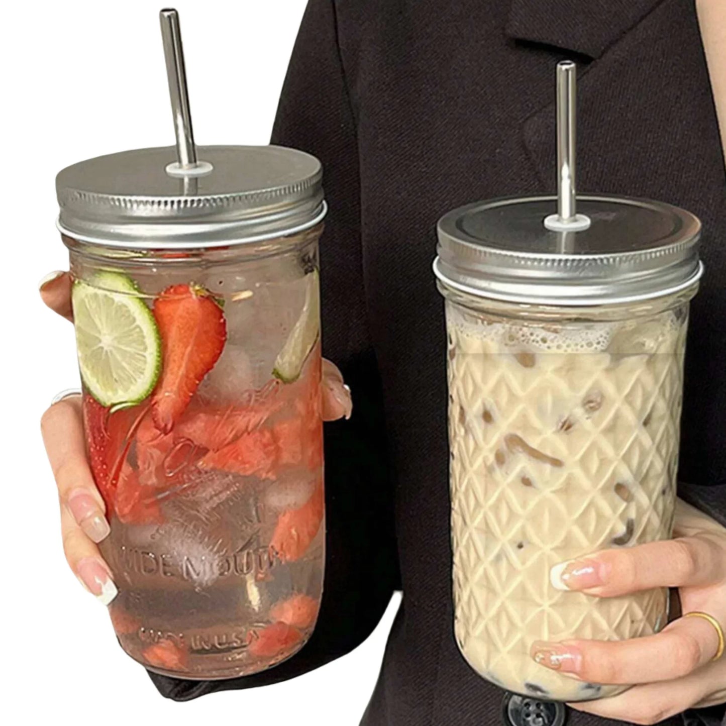 Purilite Select™ Ins Style Clear Glass Cup with Straw & Lid – Large Capacity