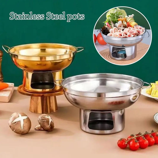 Durable 20/22cm Hot Pot Stainless Steel Thickened Stove Double Ears Cooking Kitchen Cookware Household - PuriLite