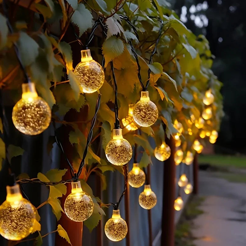Purilite Select 1-Pack 20/100/200 LED Crystal Globe Solar String Lights – 8 Lighting Modes | Holiday & Halloween Outdoor Decor