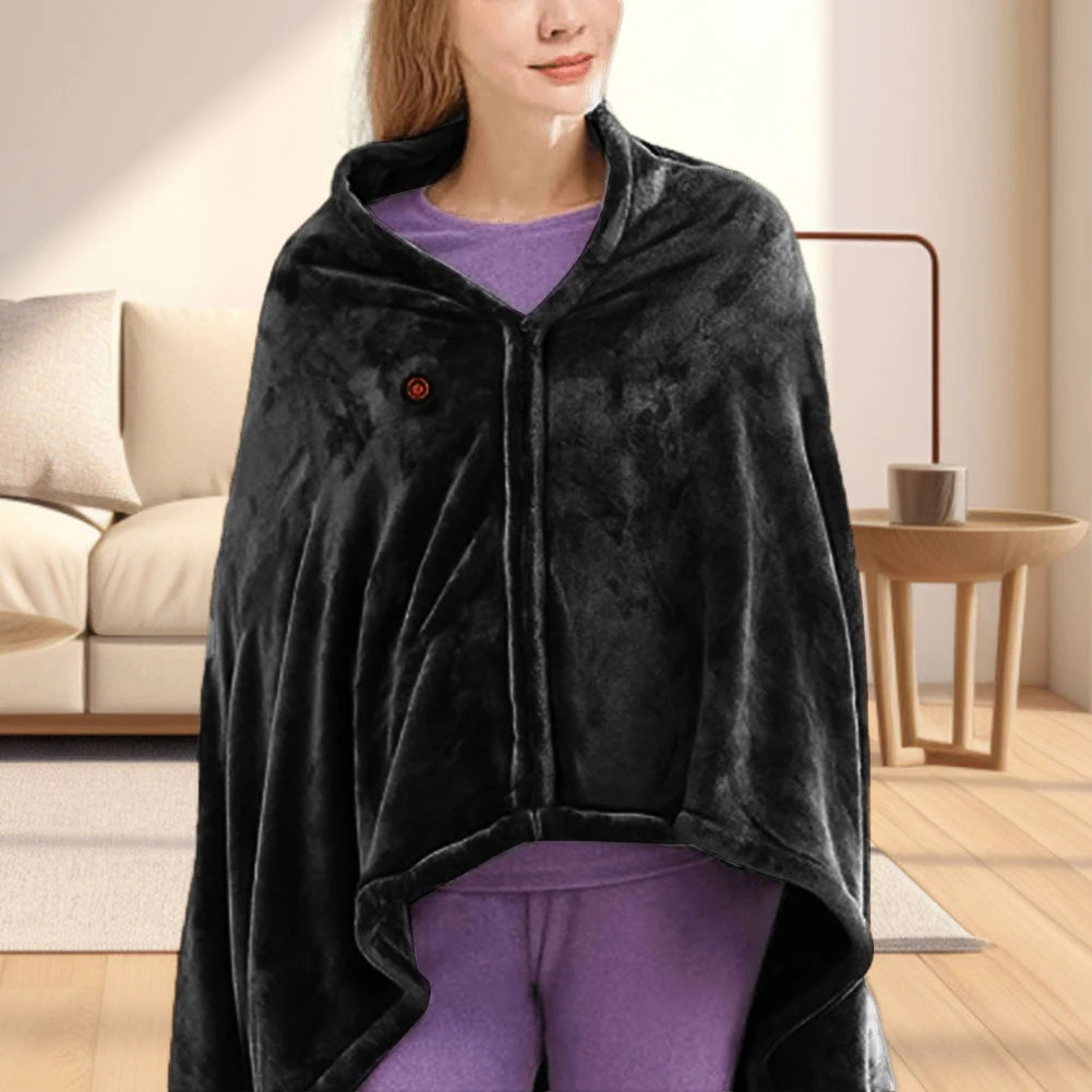 USB Electric Heating Blanket 3 Heating Level Wearable Heated Poncho Throw Blanket 9 Heated Areas Body Warmer Blanket or Office