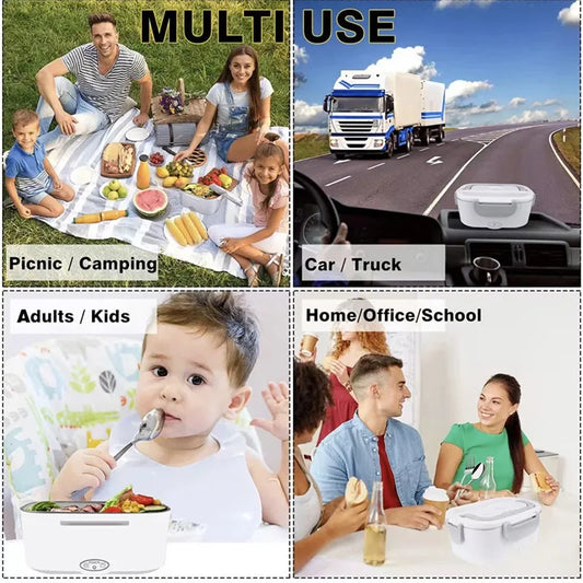 Purilite Select Electric Heated Lunch Box – 2-in-1 Car & Home Stainless Steel Plug-In Food Warmer, Portable Leakproof Lunch Container - PuriLite