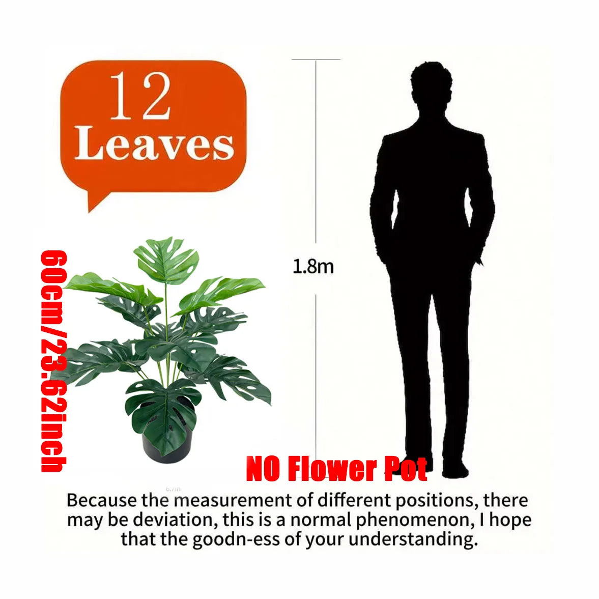 Purilite Select Artificial Monstera Tree 60–112CM Indoor Decorative Plant – Realistic Tropical Palm Leaves for Home, Office, and Garden Decor - PuriLite