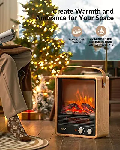 Purilite Select Electric Fireplace Heater – Mini Radiator Room Warmer with Flame Effect