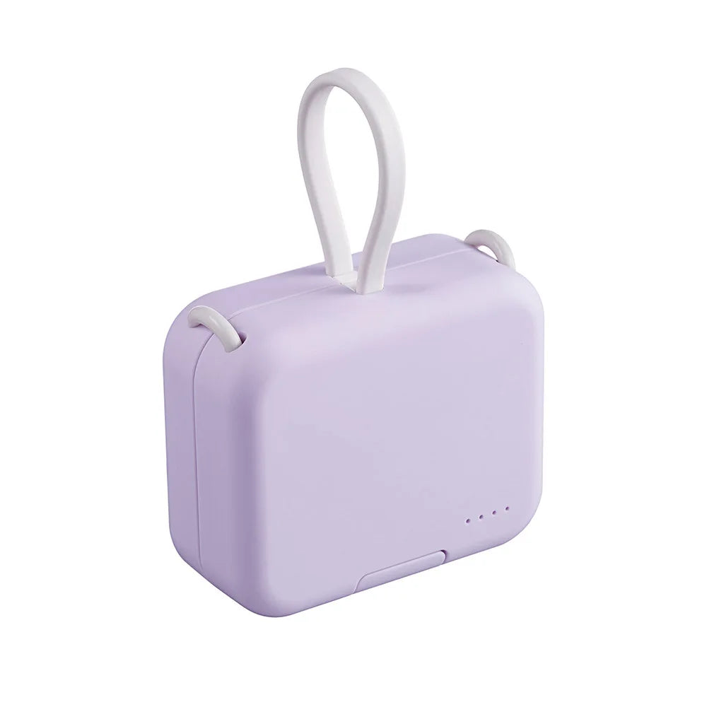 Purilite Select 4000mAh Mini Power Bank Portable Charger with Case Holder | Fast Charging External Battery with Built-in Cables - PuriLite