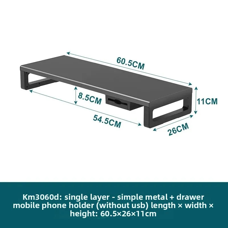 🖥️ Purilite Select™ Metal Monitor Riser with Dual-Layer Drawer & Wireless Charging