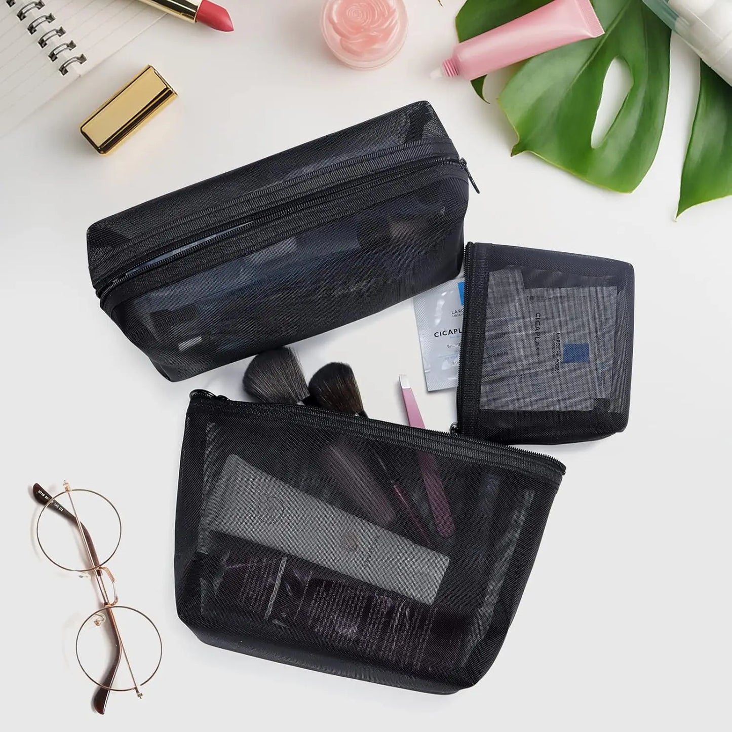 Purilite Select 3-Pack Mesh Cosmetic Bag Set