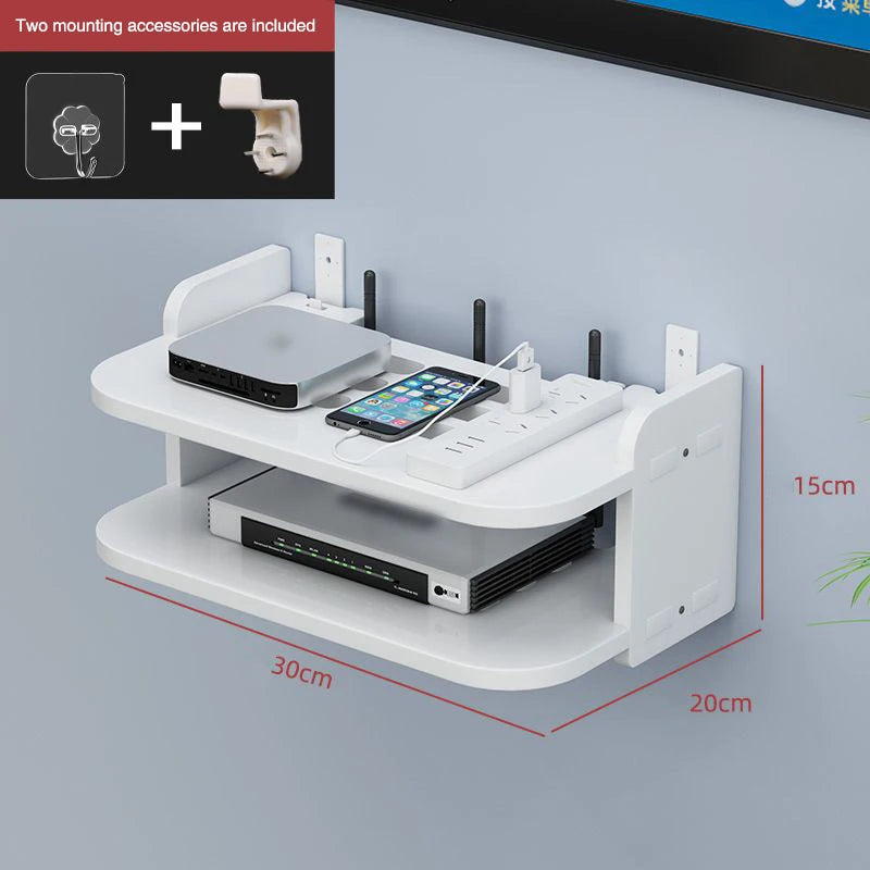 Purilite Select Multi-Layered Router Shelf – Easy Install WiFi Router Hanging Shelf – Multipurpose Floating Storage Rack – Wall Mounted Cable-Hiding Organizer - PuriLite