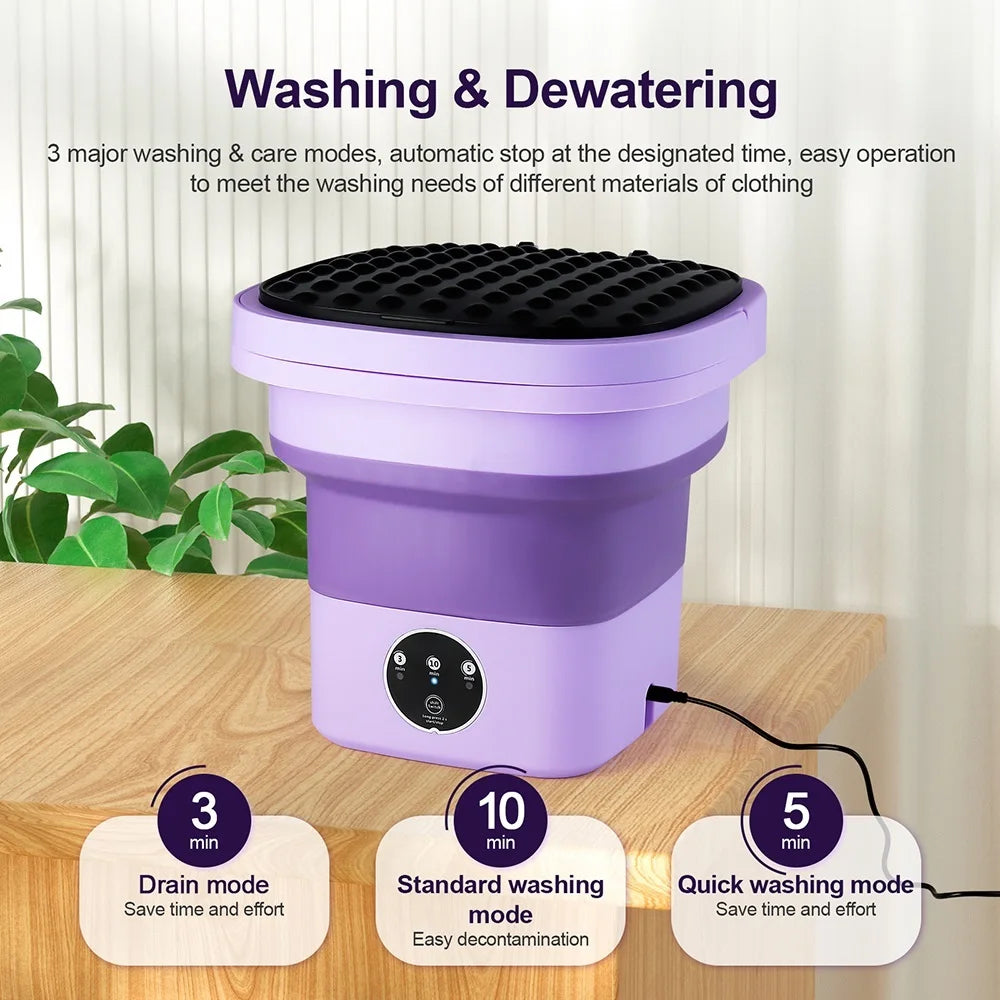 Purilite 6.5L Small Folding Washing Machine Portable Washing Machine