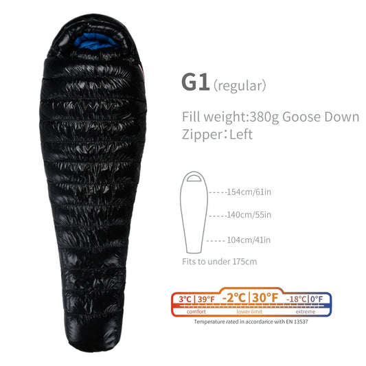 Purilite Select Lightweight Goose Down Sleeping Bag | 800FP Backpacking Winter Camping Mummy Sleeping Bag