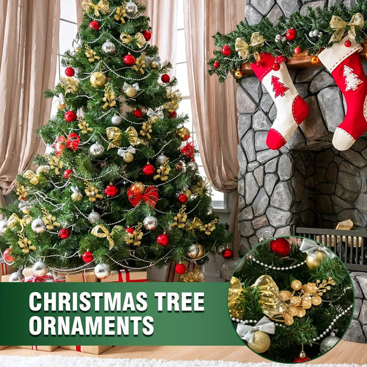 Purilite Select Glitter Artificial Flower & Berry Bouquet – 8/15 Pcs Christmas Decoration Set | Festive Xmas Tree Ornaments & Home Décor Accessory for New Year 2025