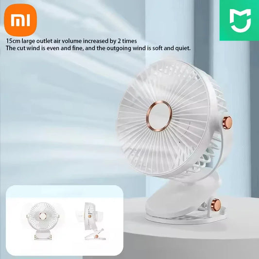 Xiaomi 8000mAh Clip Electric Fan 5 Speed Quiet Rechargeable Desktop Portable Air Circulator Wireless Fan With LED Light Camping